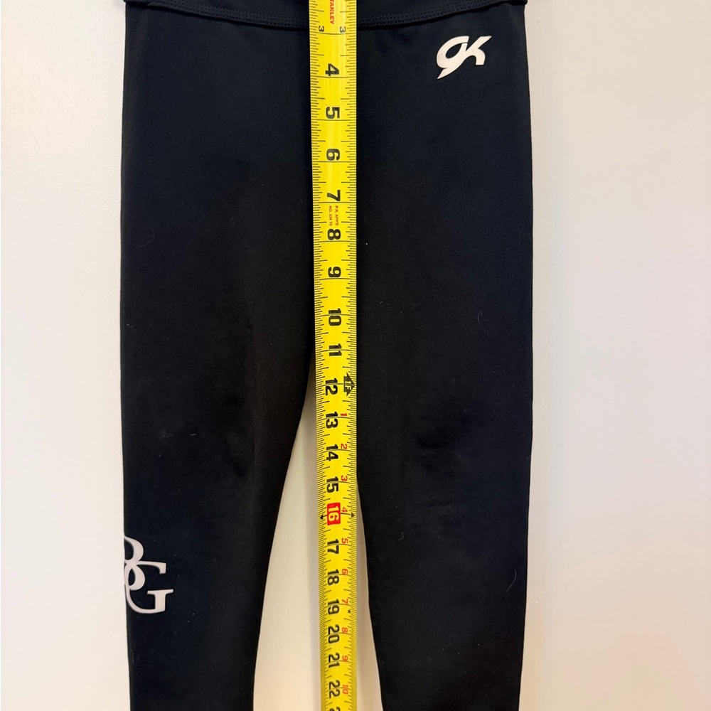 GK Gymnastics Black Leggings with “BG” on the side of right leg CM (7/8)